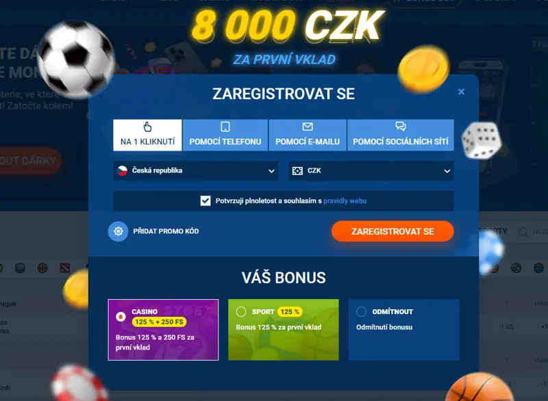 Registrační formulář pro nového hráče na MostBet