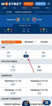 Sázení na sporty na Mostbet