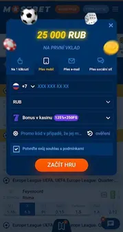 Zaregistrujte se na mobilní verzi Mostbet
